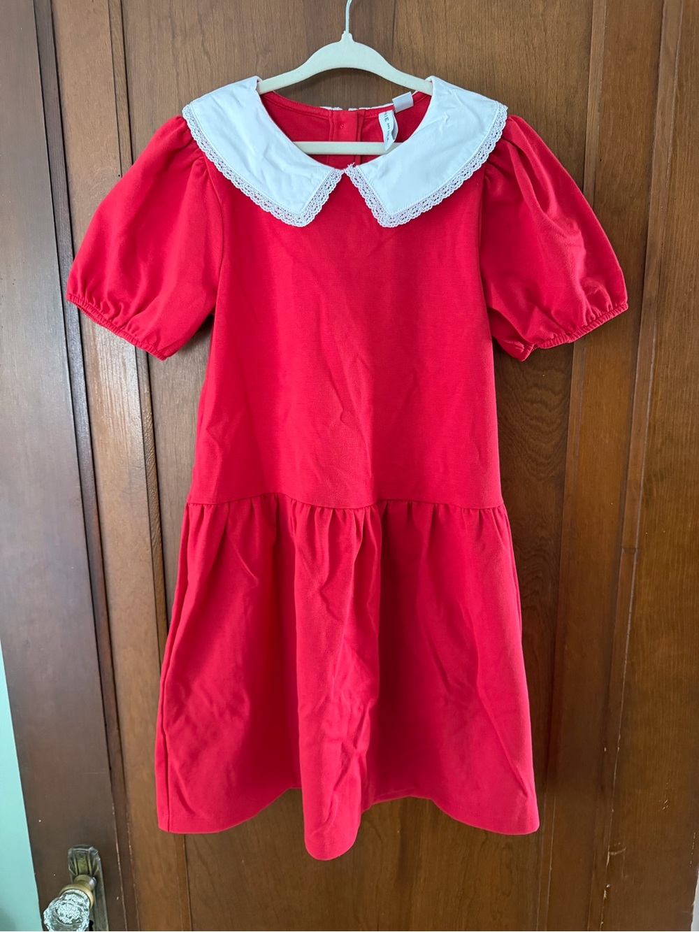 Janie and Jack Red Dress with White Lace Collar